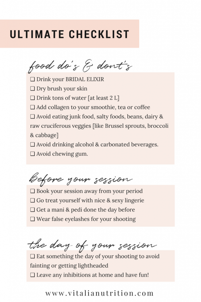 WHAT TO EAT DRINK & DO BEFORE YOUR BOUDOIR SESSION – VITALIA NUTRITION